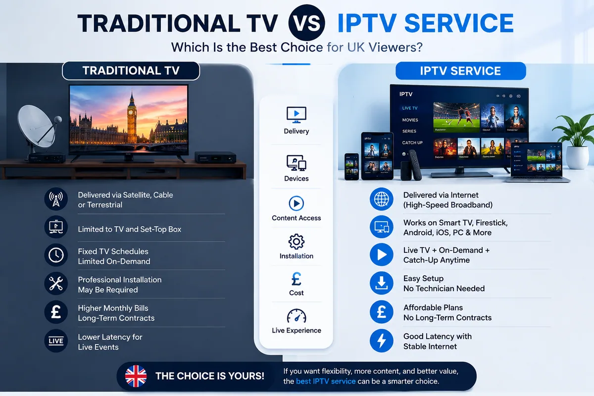 Best IPTV service compared with traditional TV for UK viewers