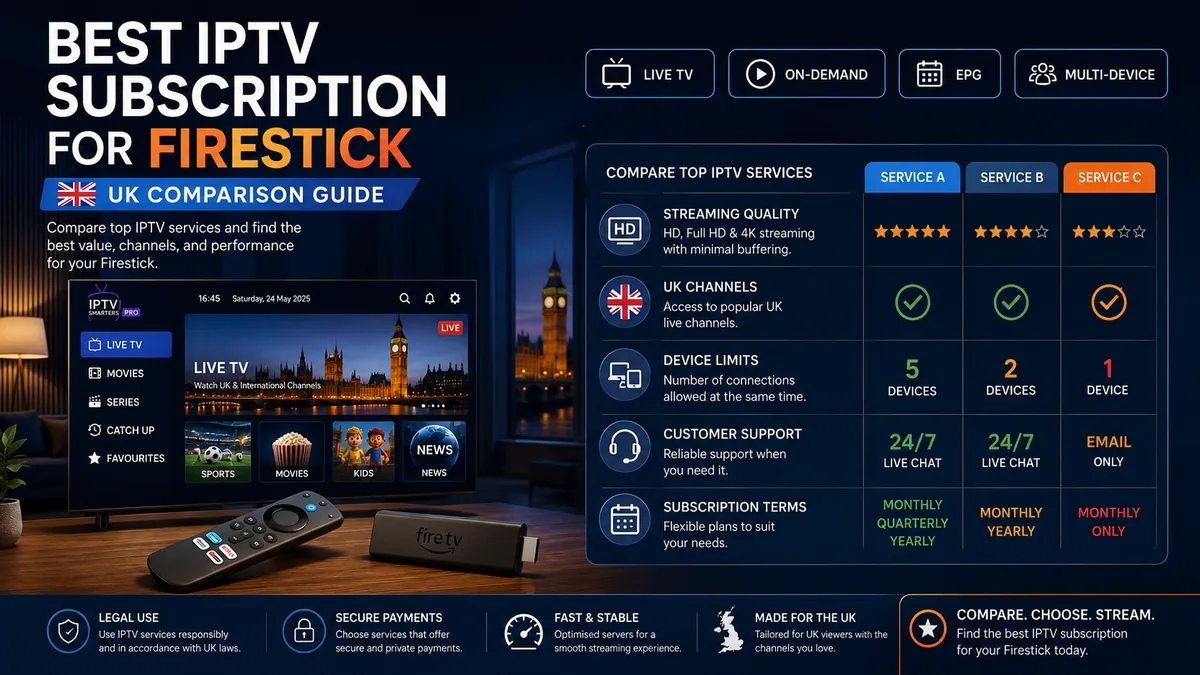 Comparing the best IPTV subscription for Firestick in the UK