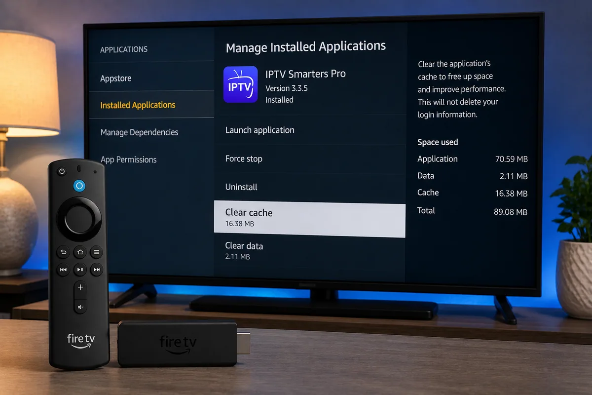 Clear app cache when IPTV does not work on Firestick
