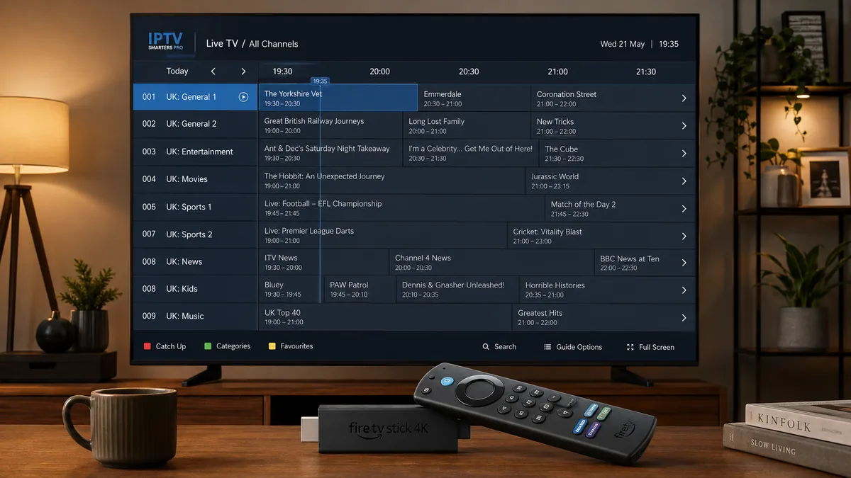Firestick 4K with IPTV showing electronic programme guide