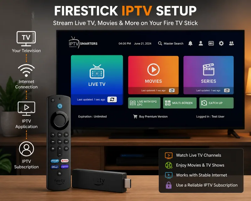 Amazon Fire TV Stick connected to television for Firestick IPTV streaming setup