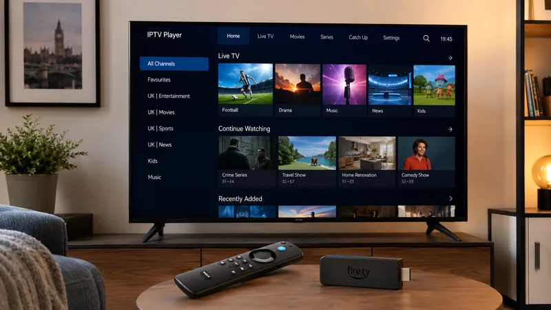 Firestick with IPTV connected to a UK smart TV