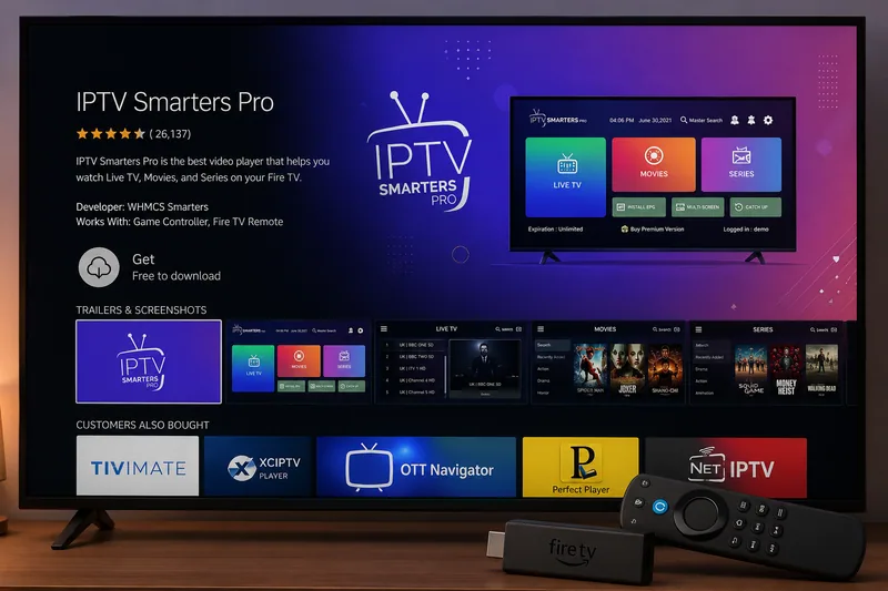 IPTV Smarters Pro app displayed on an Amazon Firestick screen