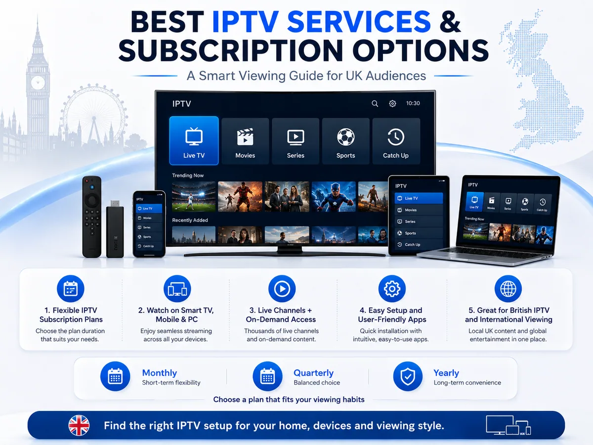 IPTV Subscription options for Smart TV and streaming devices in the UK
