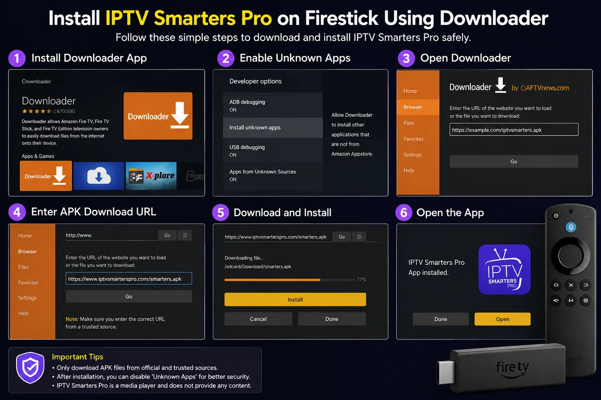 Installing IPTV Smarters Pro on Firestick using the Downloader app