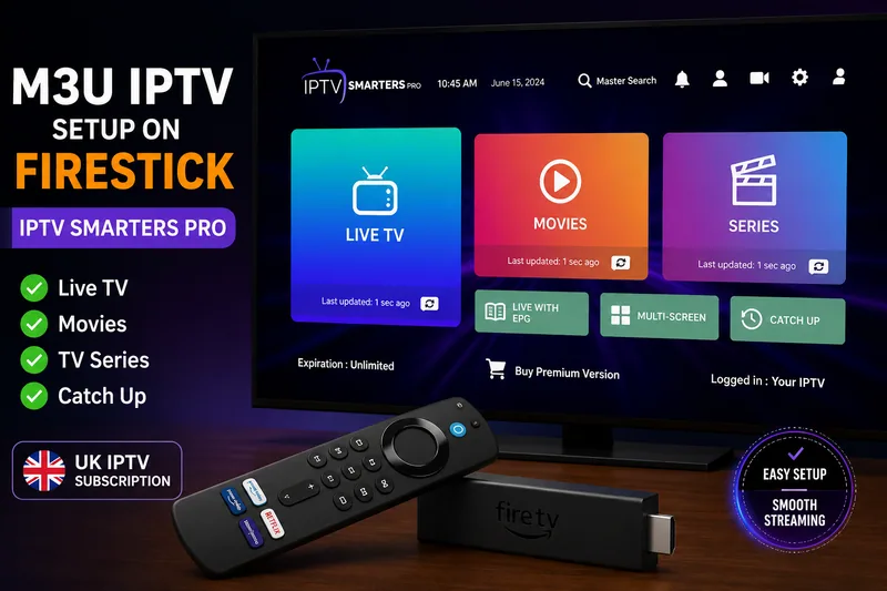M3U IPTV setup on Firestick using IPTV Smarters Pro in the UK