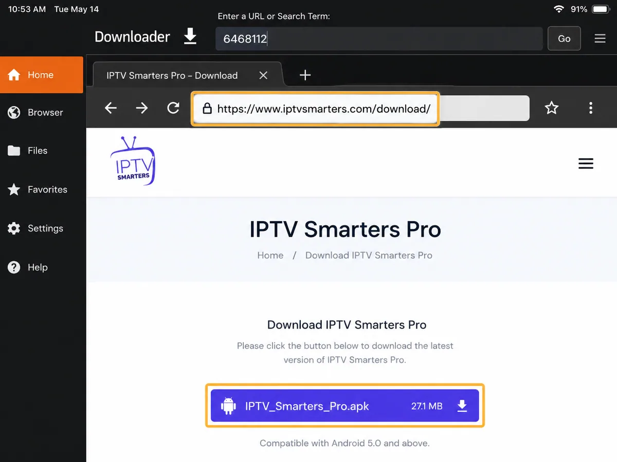Verifying the IPTV Smarters Downloader Code destination before downloading the APK