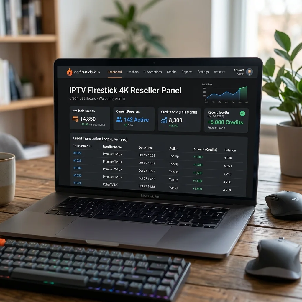 IPTV reseller panel dashboard for managing subscriptions and customer accounts