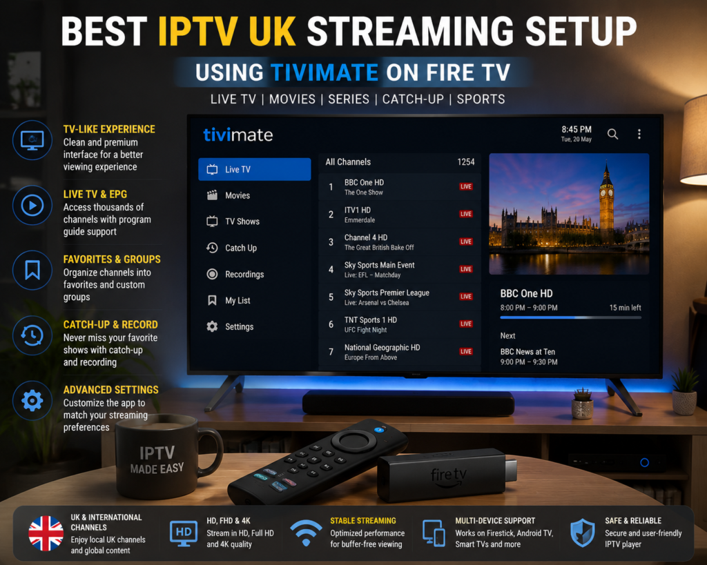 Best IPTV UK streaming setup using TiviMate on Fire TV