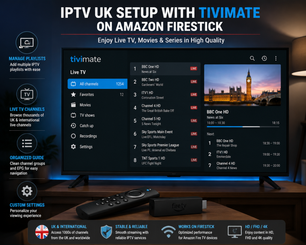 IPTV UK setup with TiviMate player on Amazon Firestick